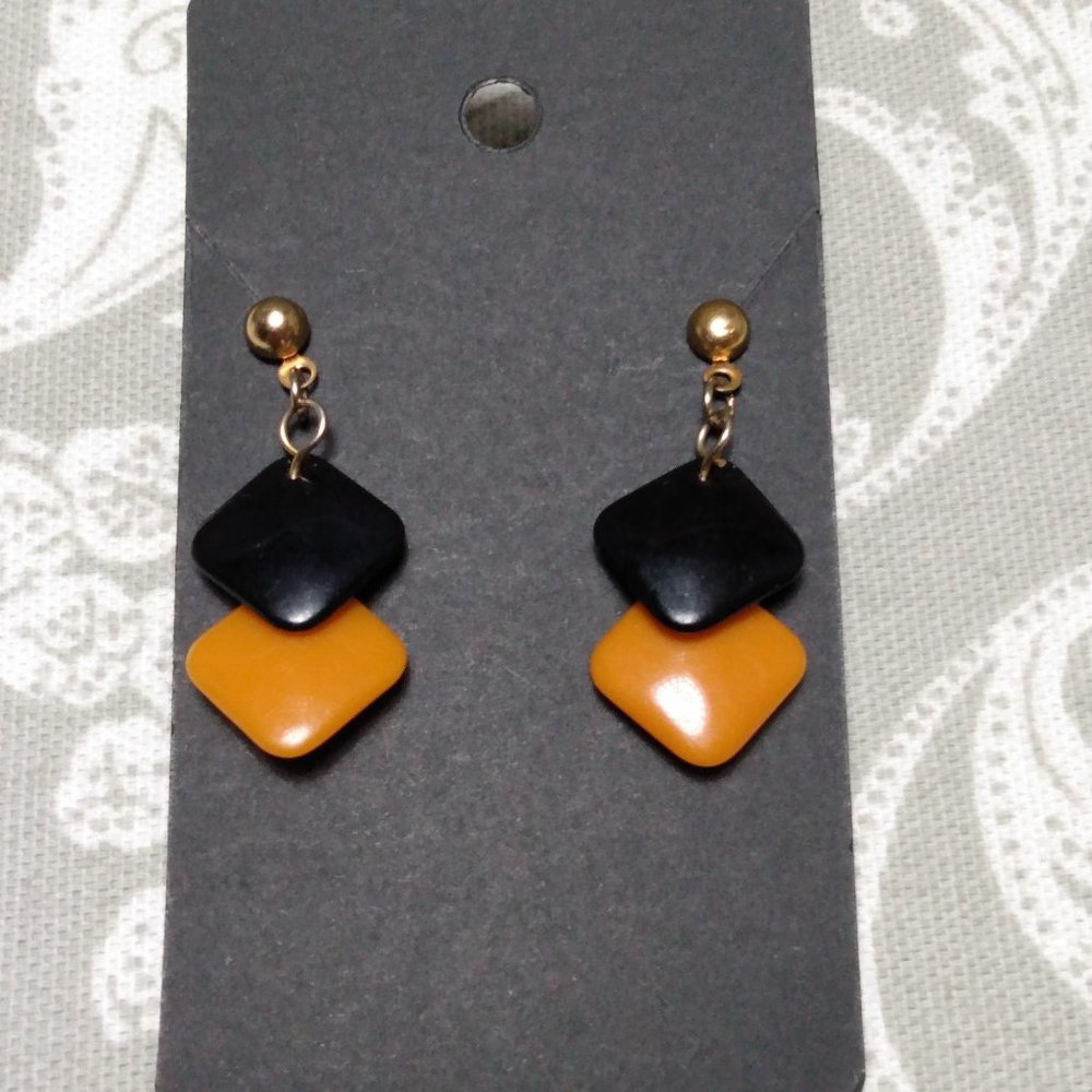 Black & Orange Post Earrings